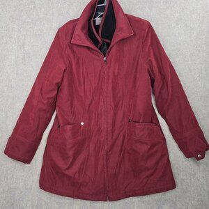 Croft & Barrow Womens Jacket Red Size L Polyester Zip-Up Pockets Winter Coat